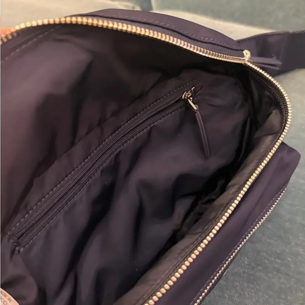 Tory Burch Black Nylon Belt Bag with Silver Hardware